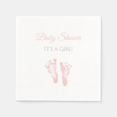 Serviette En Papier Baby shower Fille Simple Precious Empreintes roses (Devant)