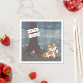 Serviette En Papier Baby shower fille Woodland Night Fox (En situation)