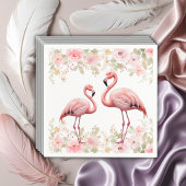 Serviette En Papier Baby shower Flamant rose rose floral élégant