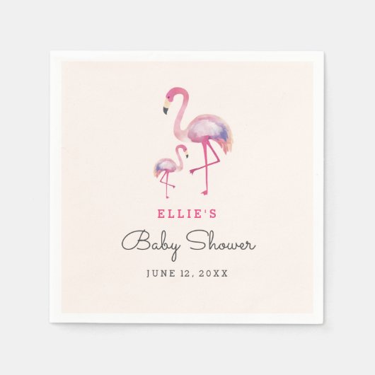 Serviette En Papier Baby shower Flamant rose rose Napkin (Devant)