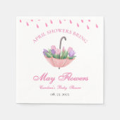 Serviette En Papier Baby shower Fleur de mai avec douches rose avril (Devant)
