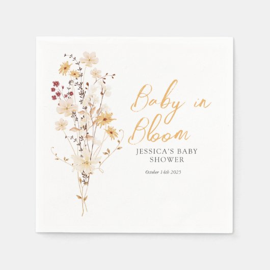 Serviette En Papier Baby shower Fleur Petit Fleur sauvage (Devant)