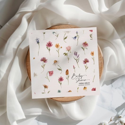Serviette En Papier Baby shower fleur sauvage