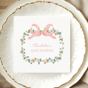 Serviette En Papier Baby shower fleur sauvage à cou rose