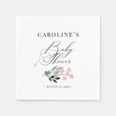 Serviette En Papier Baby shower fleur sauvage aquarelle (Devant)