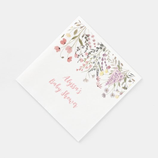 Serviette En Papier Baby shower Fleur sauvage Baby In Bloom Boho (Coin)