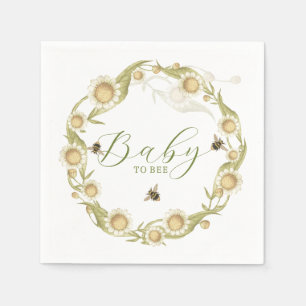 Serviette En Papier Baby shower fleur sauvage bébé à abeille
