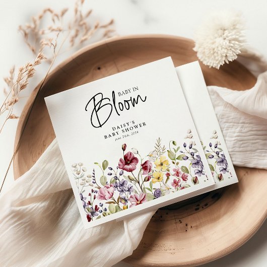 Serviette En Papier Baby shower Fleur sauvage bébé en fleurs
