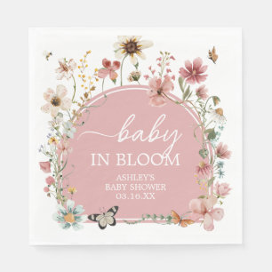 Serviette En Papier Baby shower Fleur sauvage bébé en fleurs