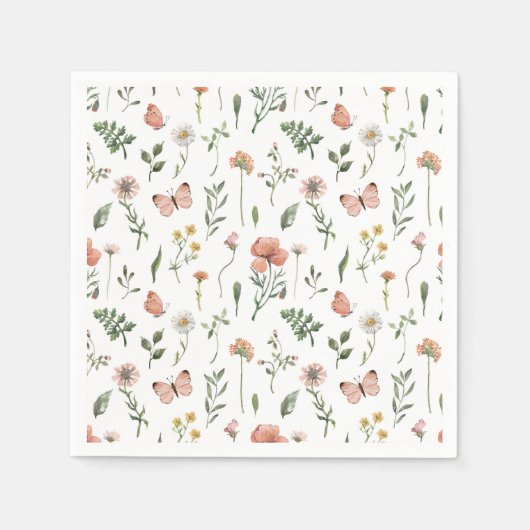 Serviette En Papier Baby shower Fleur sauvage bébé en fleurs (Devant)