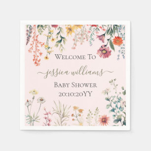 Serviette En Papier Baby shower Fleur sauvage bébé en fleurs