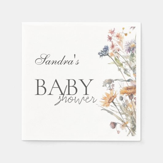 Serviette En Papier Baby shower Fleur sauvage bébé en fleurs printemps (Devant)
