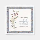 Serviette En Papier Baby shower Fleur sauvage bleu (Devant)