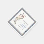 Serviette En Papier Baby shower Fleur sauvage bleu (Coin)