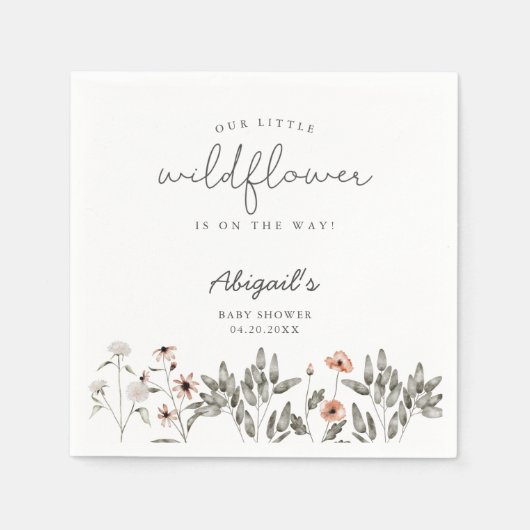 Serviette En Papier Baby shower Fleur sauvage Boho (Devant)
