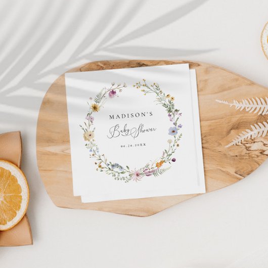 Serviette En Papier Baby shower Fleur sauvage Boho