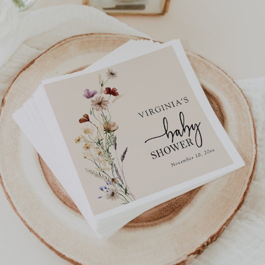 Serviette En Papier Baby shower Fleur sauvage Boho