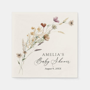 Serviette En Papier Baby shower Fleur sauvage Boho Fall