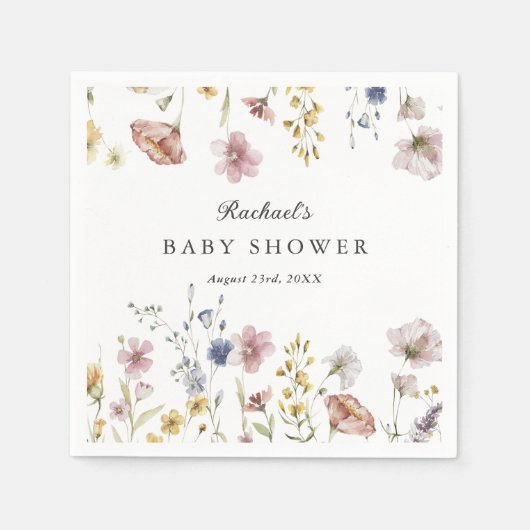 Serviette En Papier Baby shower Fleur sauvage Boho Fresh (Devant)