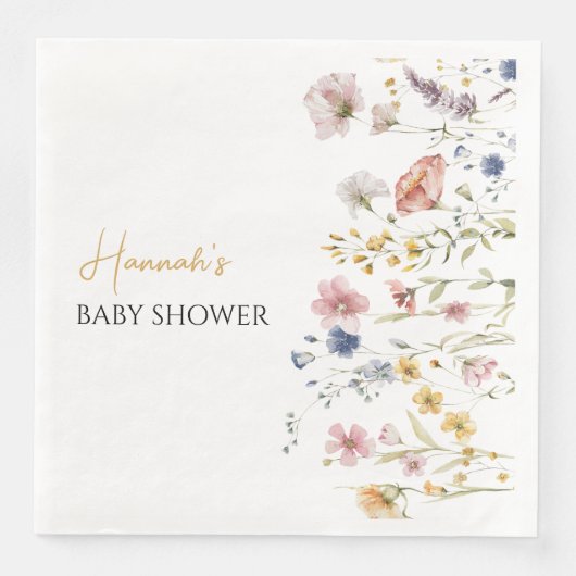 Serviette En Papier Baby shower Fleur sauvage Boho personnalisé (Devant)