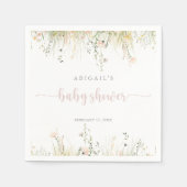 Serviette En Papier Baby shower Fleur sauvage Boho vert serviettes (Devant)