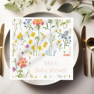 Serviette En Papier Baby shower fleur sauvage botanique