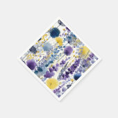 Serviette En Papier Baby shower Fleur sauvage couleur jaune violet (Coin)