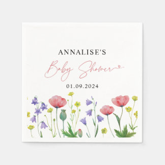 Serviette En Papier Baby shower Fleur sauvage d'aquarelle