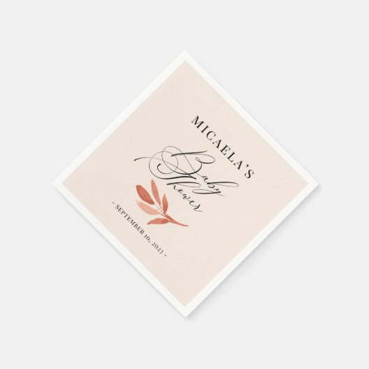 Serviette En Papier Baby shower Fleur sauvage d'aquarelle automne (Coin)