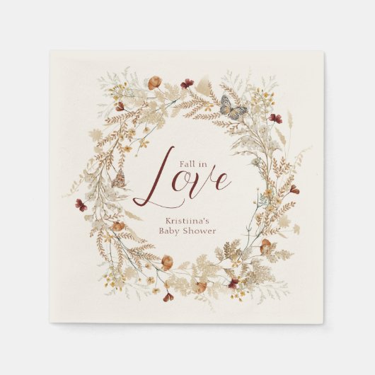 Serviette En Papier Baby shower Fleur sauvage d'aquarelle d'automne (Devant)