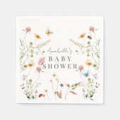 Serviette En Papier Baby shower fleur sauvage d'aquarelle de papillon (Devant)