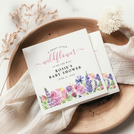 Serviette En Papier Baby shower Fleur sauvage d'aquarelle douce