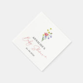 Serviette En Papier Baby shower Fleur sauvage d'aquarelle mignonne Sim (Coin)