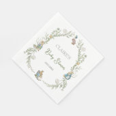 Serviette En Papier Baby shower Fleur sauvage d'aquarelle Peter Rabbit (Coin)