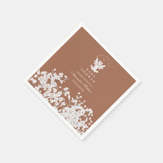 Serviette En Papier Baby shower Fleur sauvage de jardin enchanté (Coin)