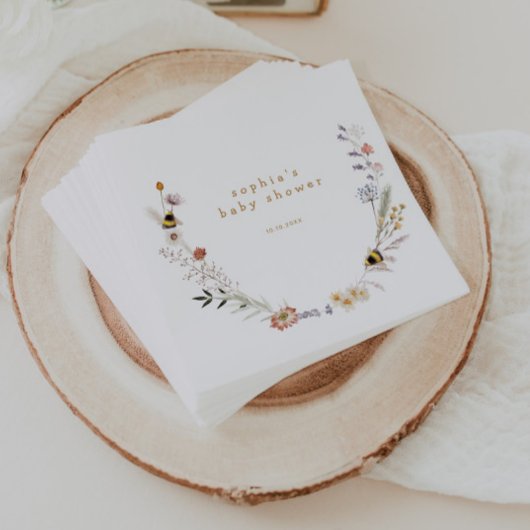 Serviette En Papier Baby shower Fleur sauvage de Mama à Bee