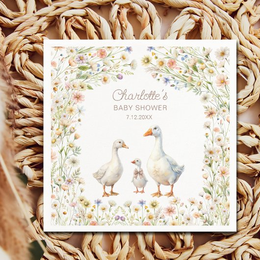 Serviette En Papier Baby shower Fleur sauvage de mignet Goose