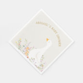 Serviette En Papier Baby shower Fleur sauvage d'oie d'aquarelle (Coin)