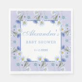Serviette En Papier Baby shower Fleur sauvage Dusty Blue Boho (Devant)