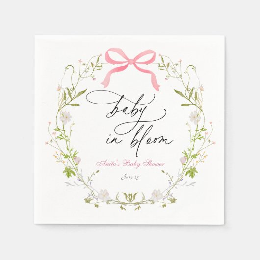 Serviette En Papier Baby shower fleur sauvage en fleur (Devant)