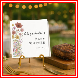 Serviette En Papier Baby shower fleur sauvage Floral Boho