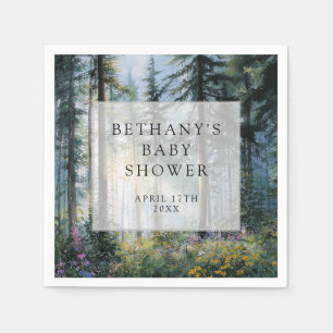 Serviette En Papier Baby Shower Fleur Sauvage Forêt Florale