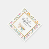 Serviette En Papier Baby shower Fleur sauvage mignon Petit Lapin (Coin)