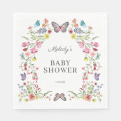 Serviette En Papier Baby shower Fleur sauvage papillon (Devant)