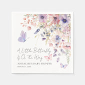 Serviette En Papier Baby shower Fleur sauvage papillon (Devant)