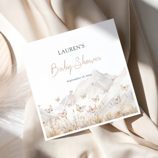 Serviette En Papier Baby shower Fleur sauvage papillon Boho