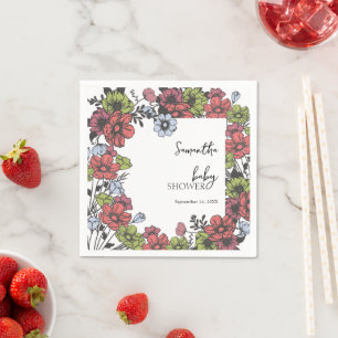 Serviette En Papier Baby shower Fleur sauvage Pastel coloré