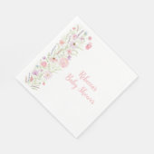 Serviette En Papier Baby shower Fleur sauvage Pink Pastel (Coin)