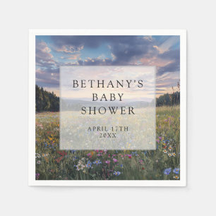 Serviette En Papier Baby Shower Fleur Sauvage Prairie Florale