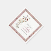 Serviette En Papier Baby shower Fleur sauvage rose (Coin)